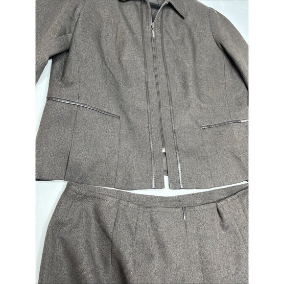Jex Collection Women’s 2 Piece Brown Suit Skirt & Jacket Blazer Set Size 16 (46) - Picture 5 of 16